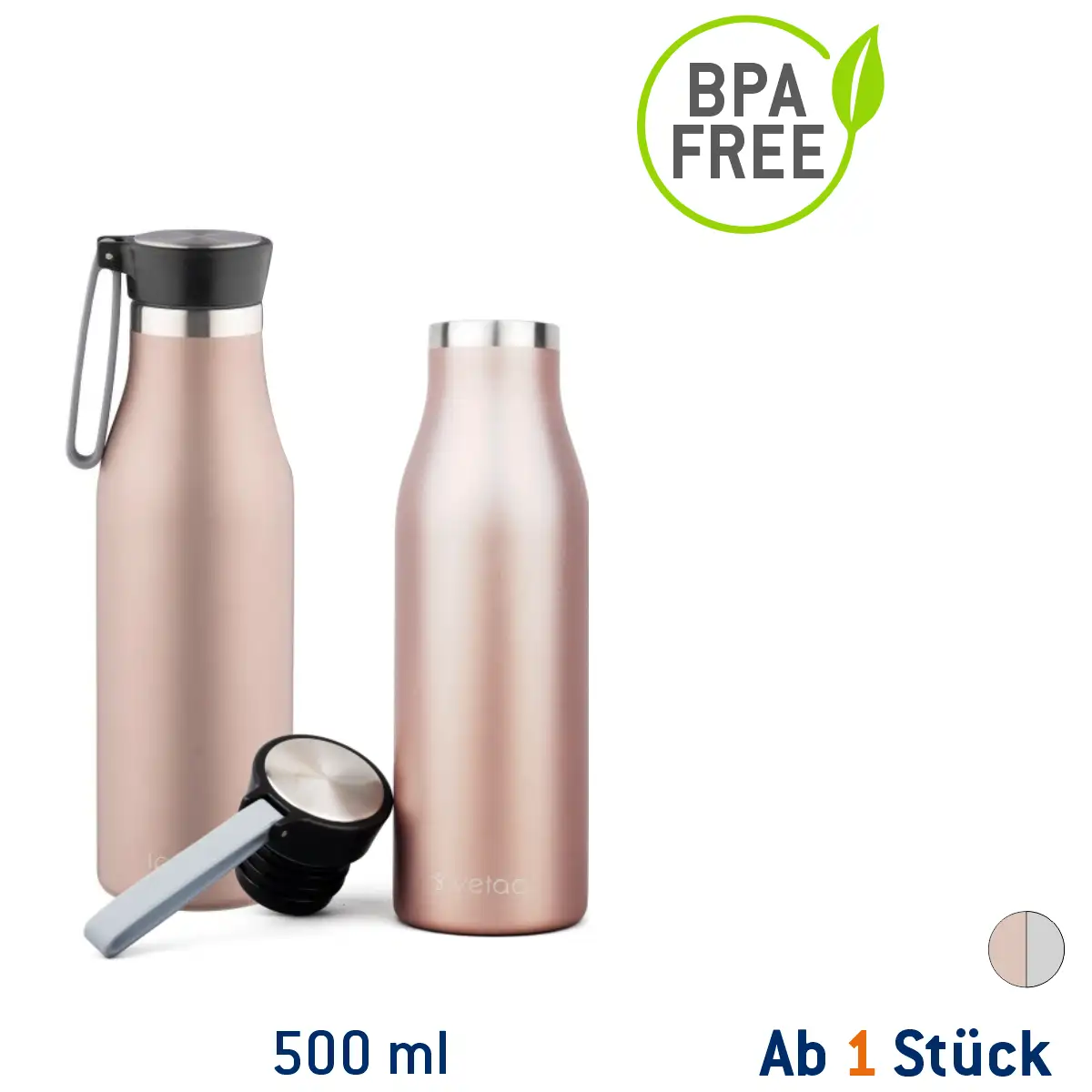 Thermo Edelstahl-Trinkflasche Njord Farbe: Rosé Gravur: ohne Gravur